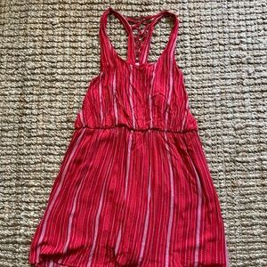 Cute red with light white stripes summer dress